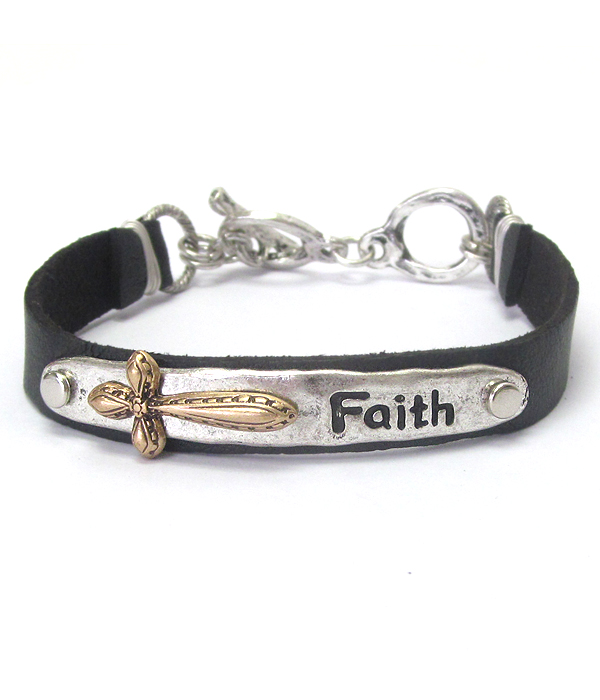 Religious inspiration theme suede toggle bracelet