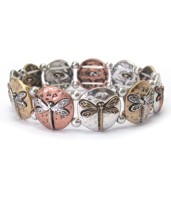 MULTI DRAGONFLY DISK STRETCH BRACELET