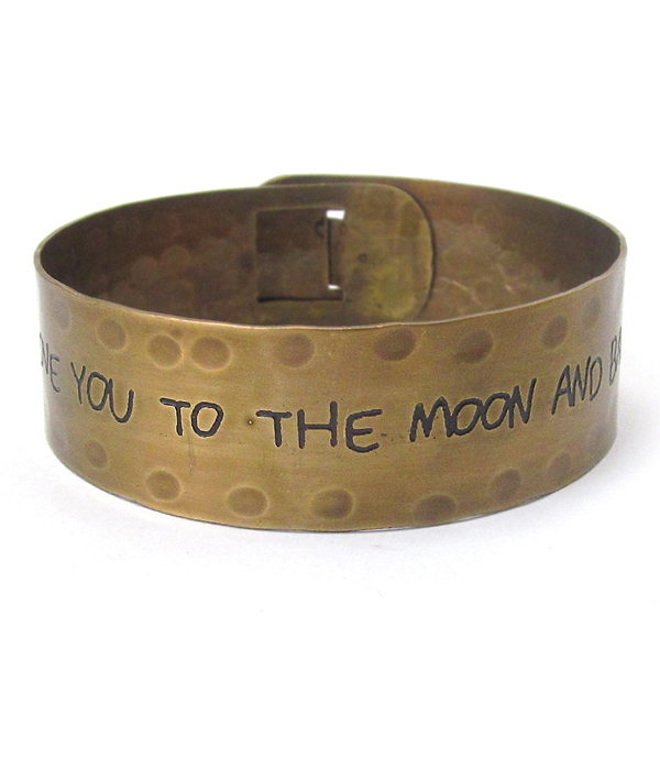 Message metal engraved bangle bracelet - i love you to the moon and back