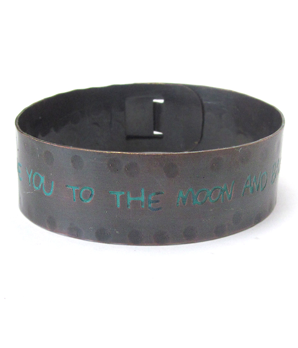 Message metal engraved bangle bracelet - i love you to the moon and back