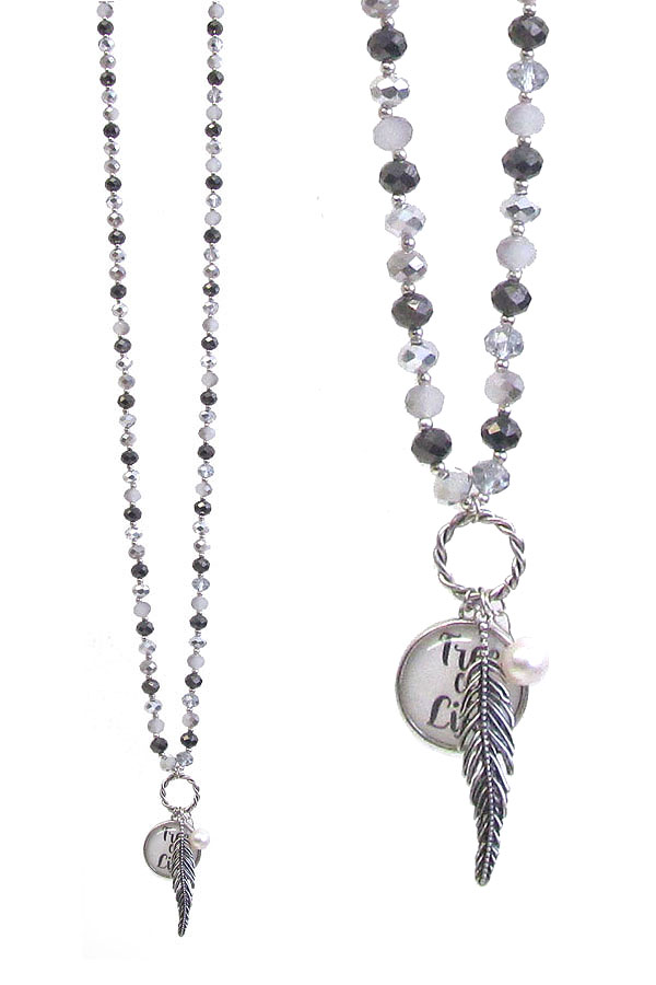 Religious inspiration cabochon pendant long necklace - tree of life