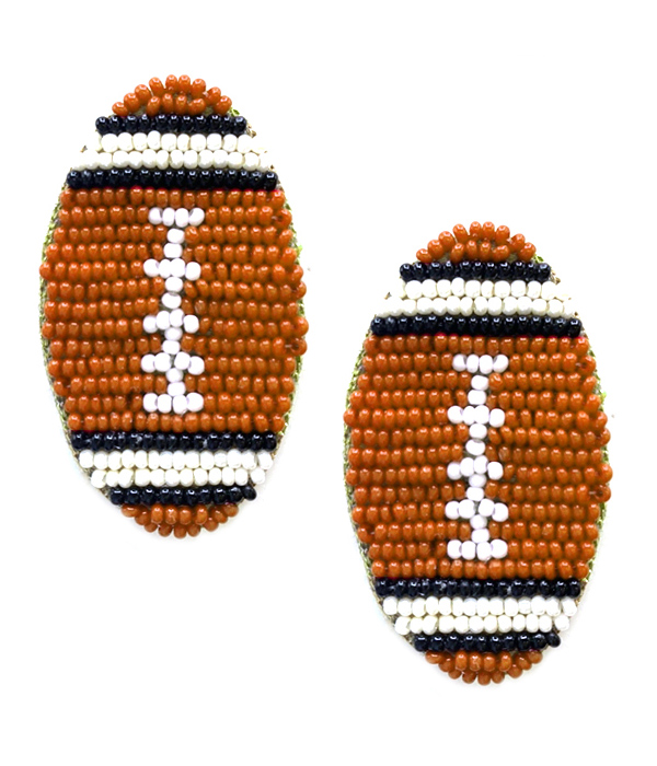 Handmade multi seedbead football earring