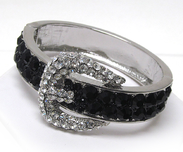 Crystal stud belt buckle hinge bangle