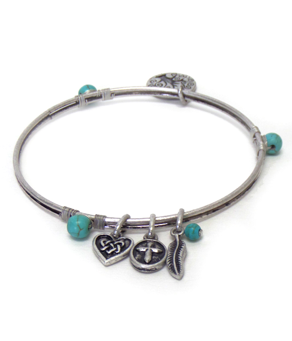 Tree of life wire bangle charm bracelet 