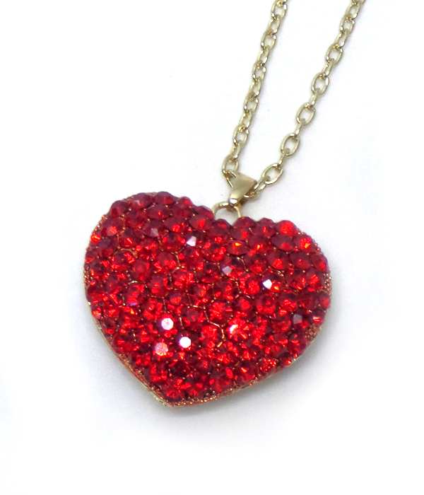 Puffy heart pendant long necklace -valentine