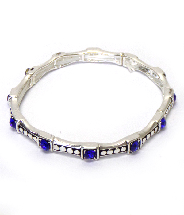 Crystal metal filigree stackable stretch bracelet