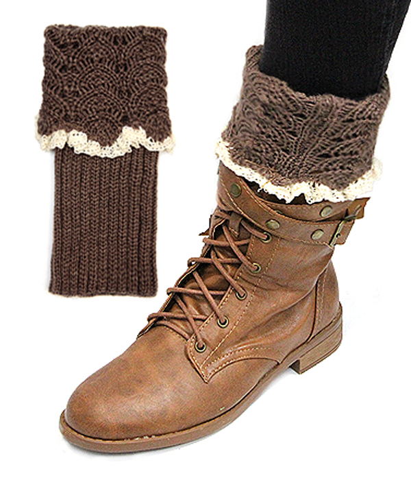 Vintage crochet w/ lace new design leg warmer - boot cuffs