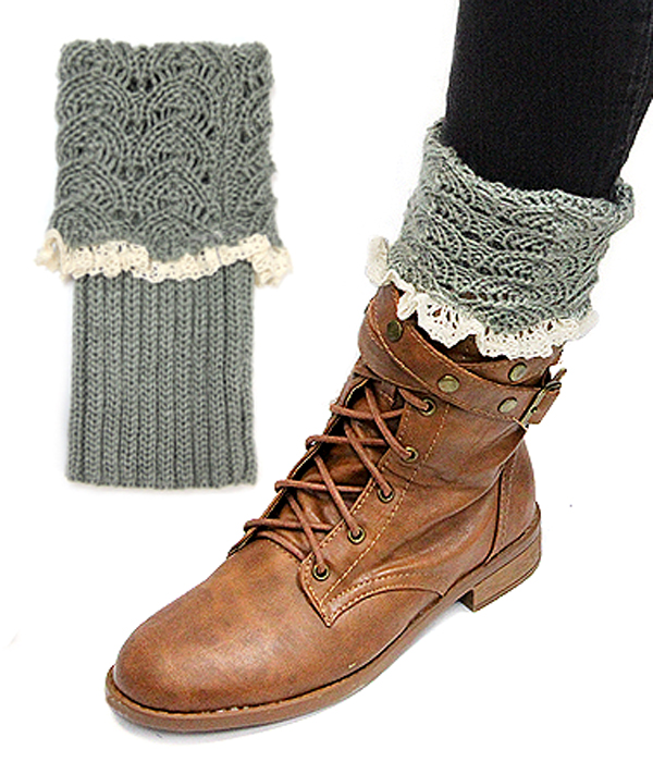 Vintage crochet w/ lace new design leg warmer - boot cuffs
