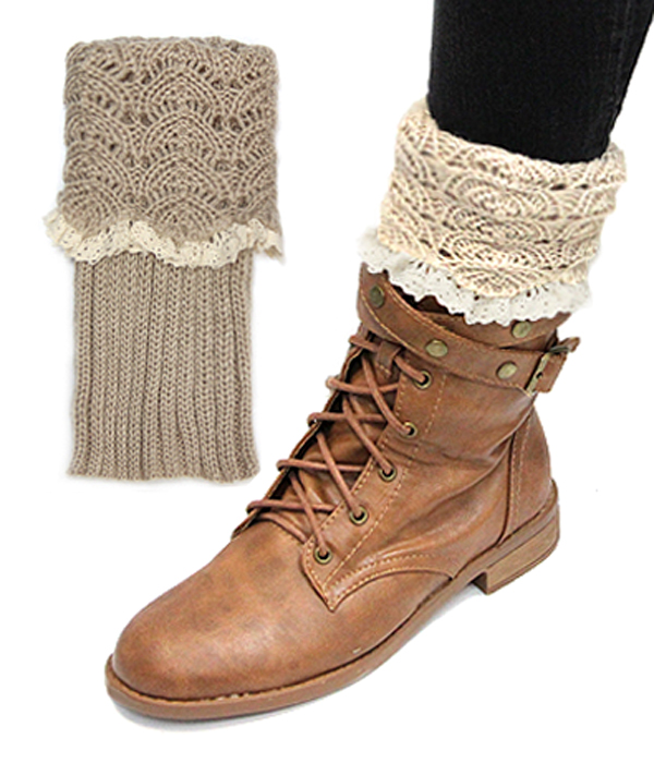 Vintage crochet w/ lace new design leg warmer - boot cuffs