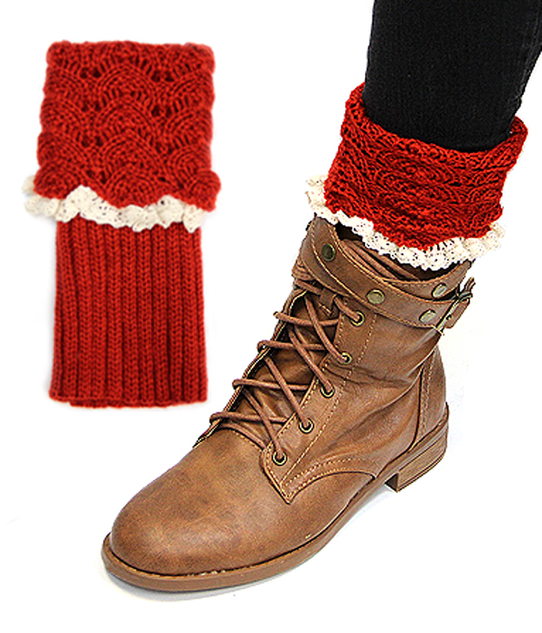 Vintage crochet w/ lace new design leg warmer - boot cuffs