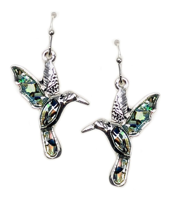 ABALONE HUMMING BIRD EARRING