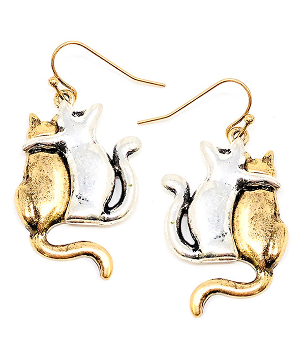 Pet lovers theme double cat earring