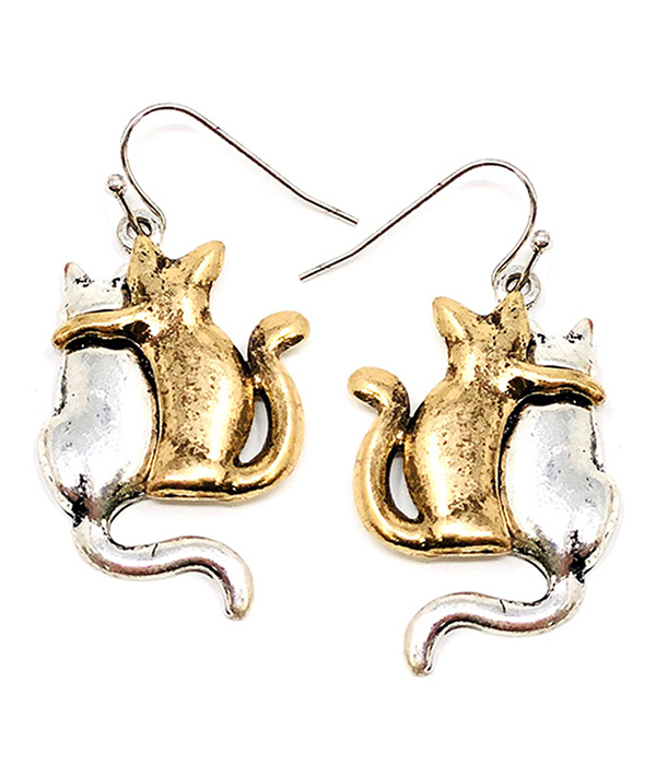Pet lovers theme double cat earring