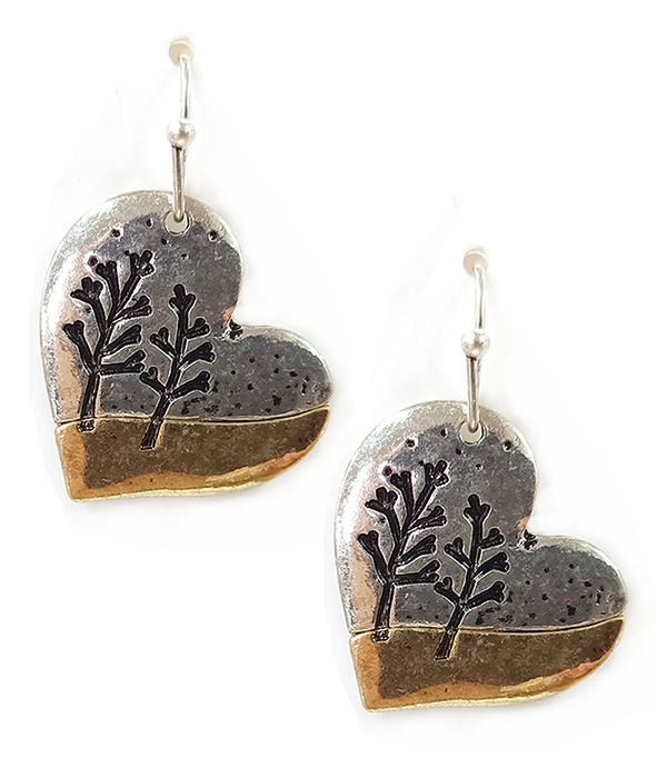 Double tree heart earring