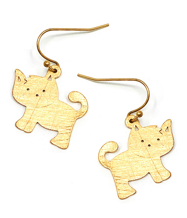 PET LOVERS THEME SCRATCH METAL CAT EARRING