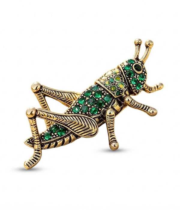 Vintage grasshopper brooch