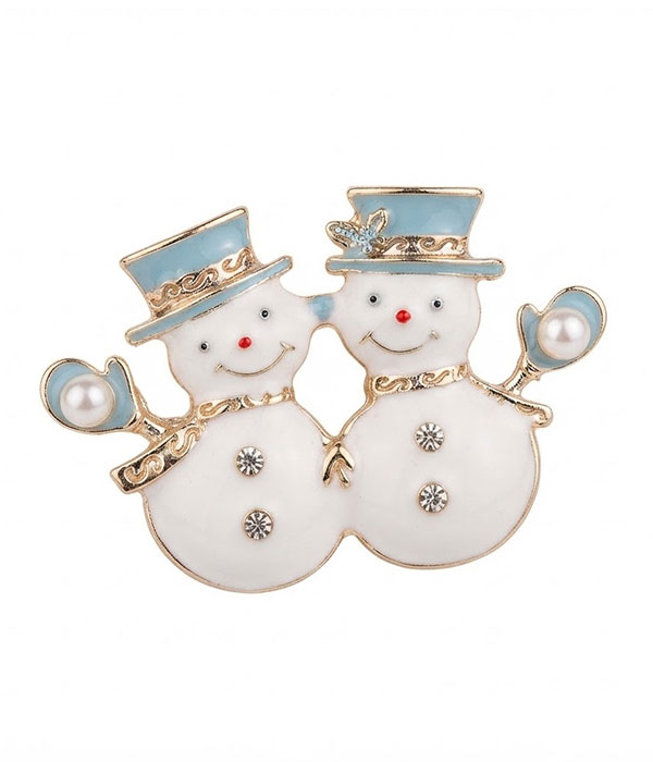 Christmas double snowman brooch