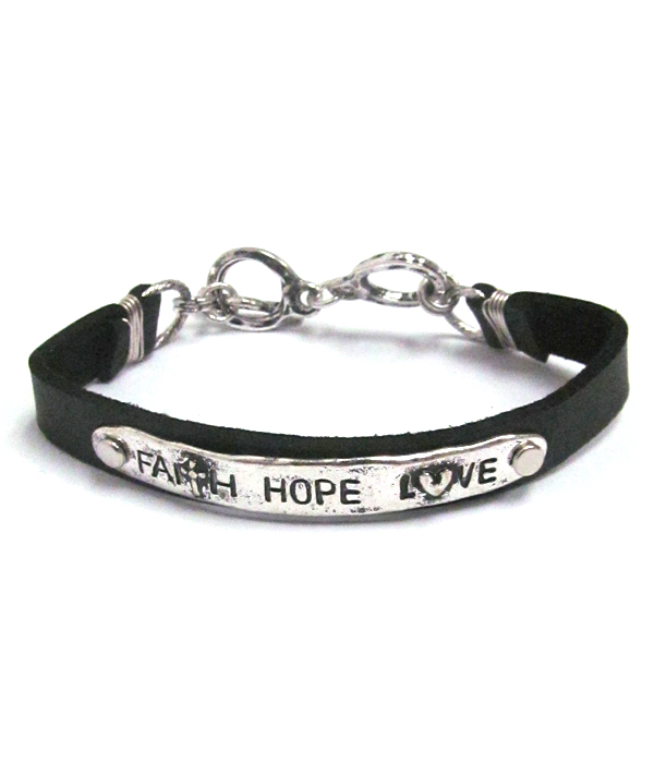 Message leather type toggle bracelet