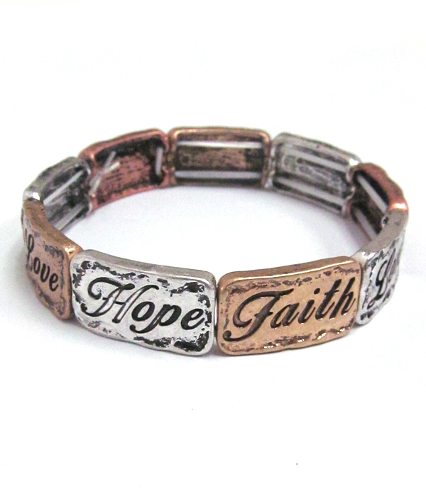 Message multi metal linked bracelet