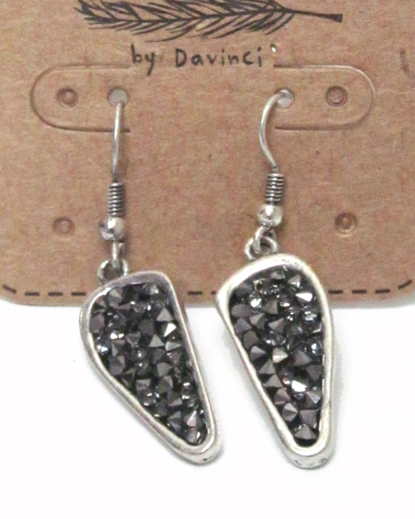 Druzy with metal borders fish hook earrings