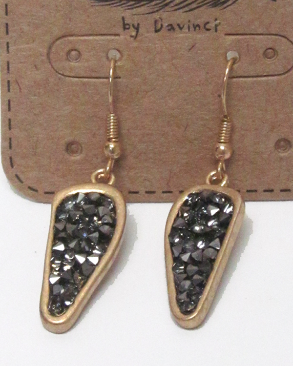 Druzy with metal borders fish hook earrings