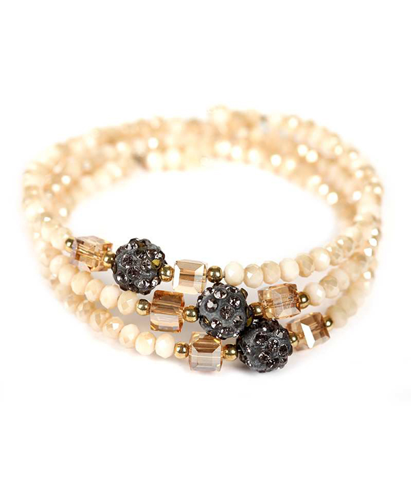 Glass bead fire ball coil bracelet