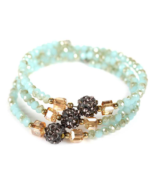 Glass bead fire ball coil bracelet