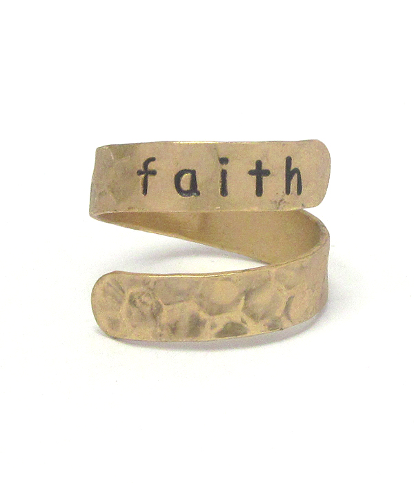 Religious inspiration brass swirl ring - faith