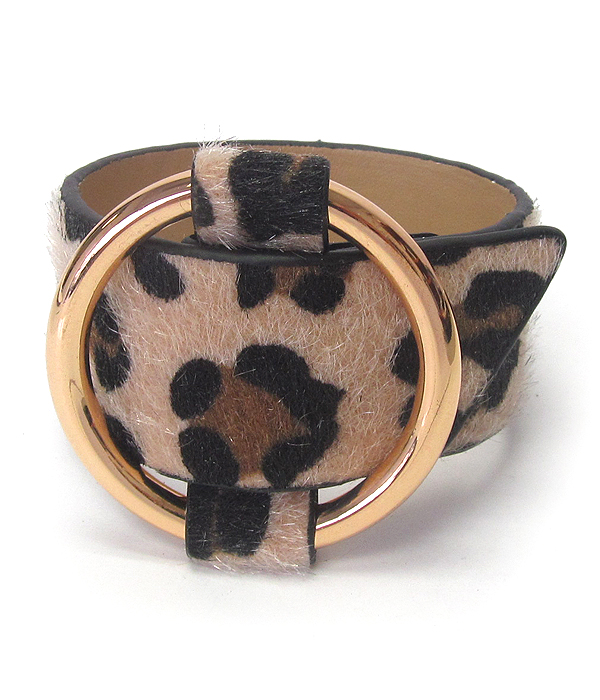 Animal print fur leather bracelet