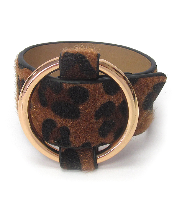 Animal print fur leather bracelet