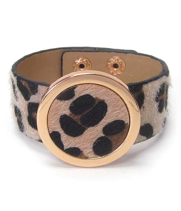 Animal print fur leather bracelet