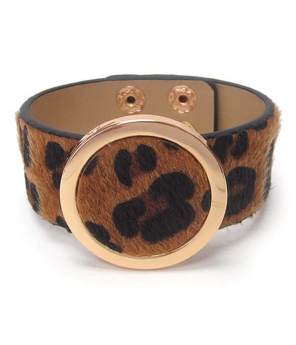Animal print fur leather bracelet