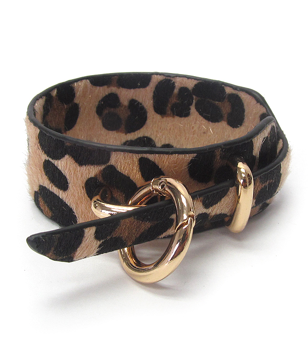 Animal print fur leather bracelet