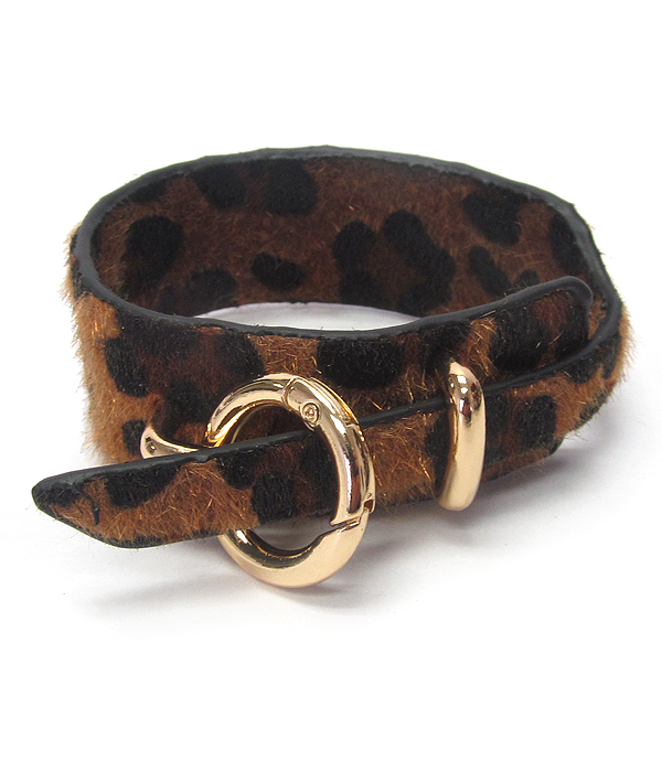 Animal print fur leather bracelet