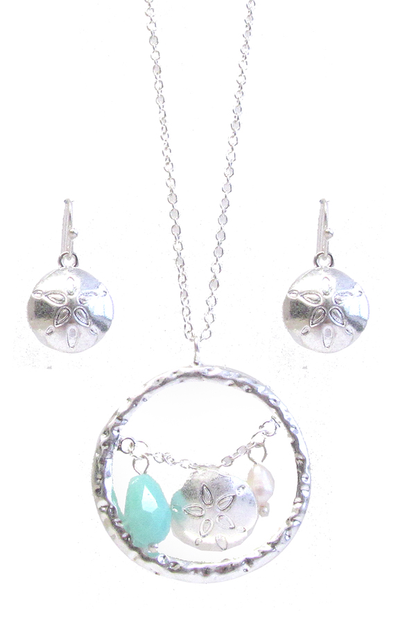 Sealfie theme necklace set - sand dollar