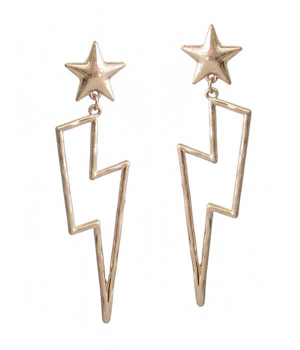 Star and wire lightning earring