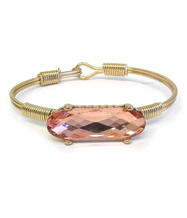 Facet glass stone wire bangle bracelet