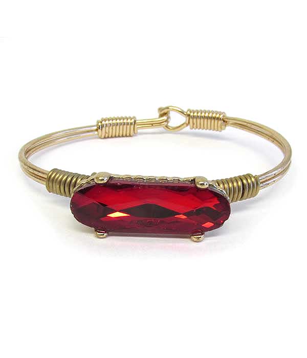 FACET GLASS STONE WIRE BANGLE BRACELET