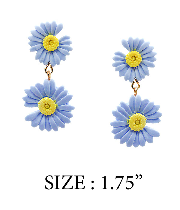 Double flower link drop earring