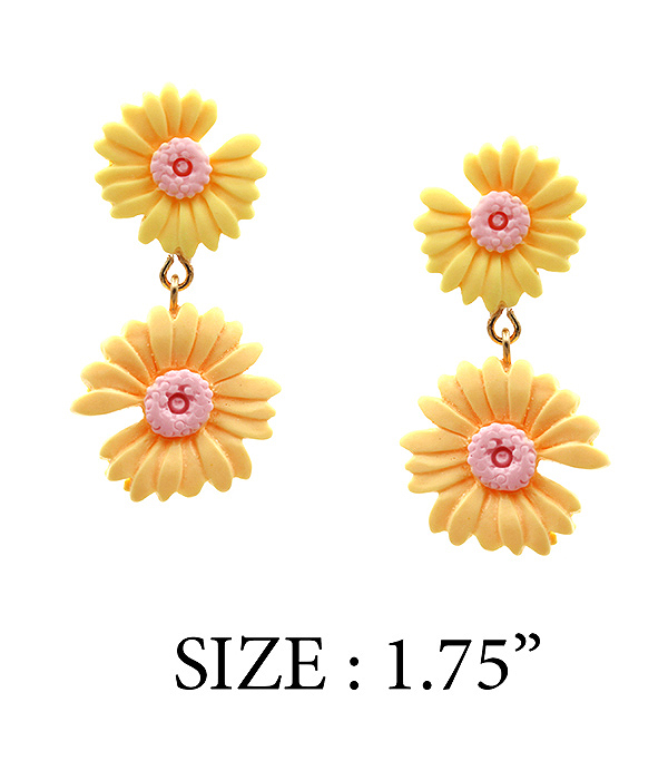 DOUBLE FLOWER LINK DROP EARRING