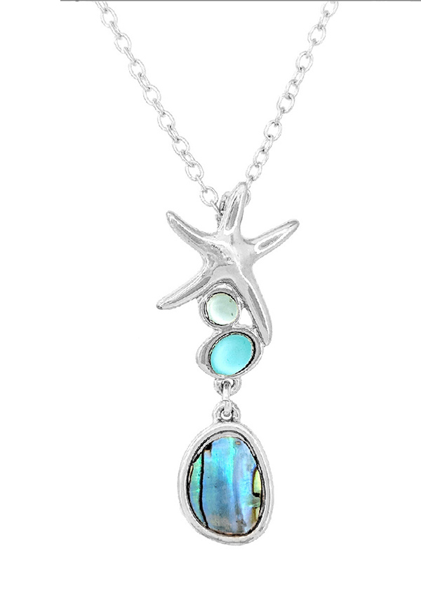 Sealife theme abalone drop necklace