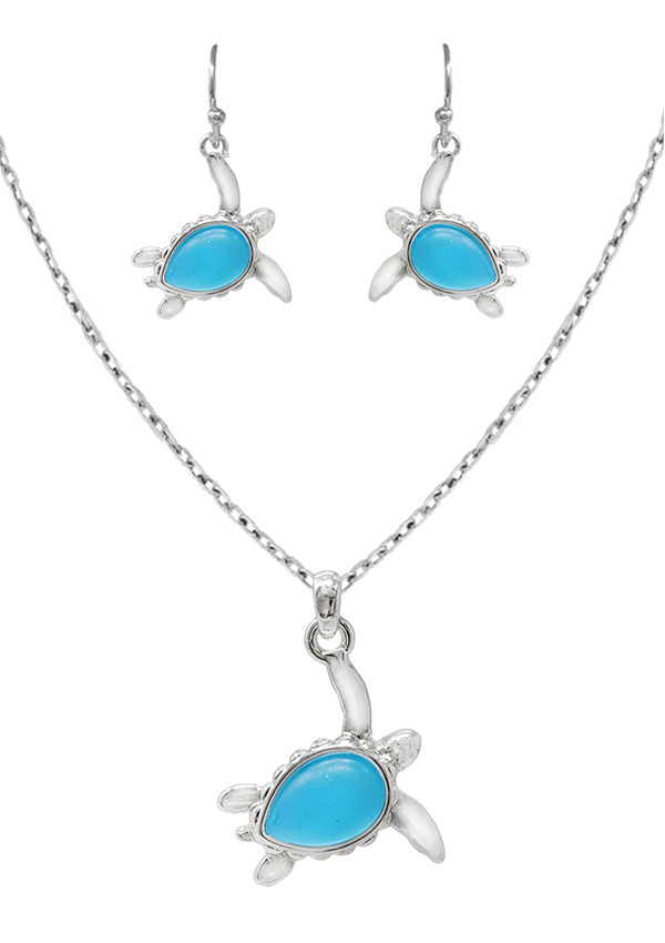 Sealife theme seaglass necklace - turtle