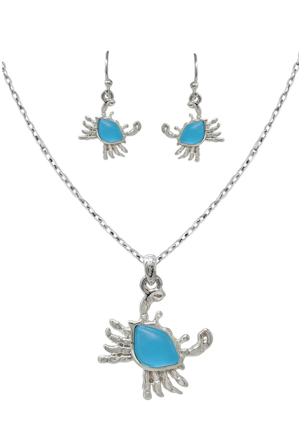 Sealife theme seaglass necklace - crab