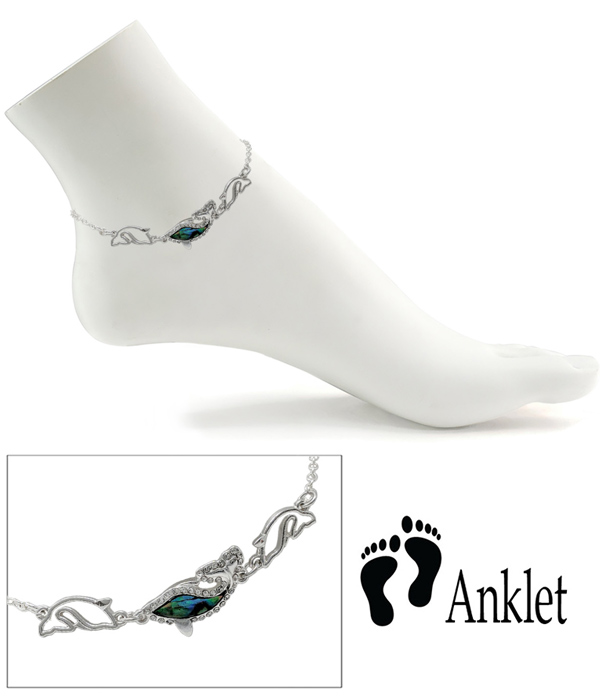 Sealife theme abalone anklet - dolphin