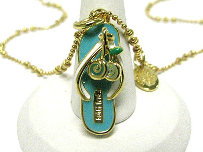 Tutti frutti epoxy metal flip flop pendant necklace