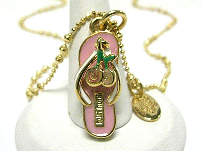 Tutti frutti epoxy metal flip flop pendant necklace