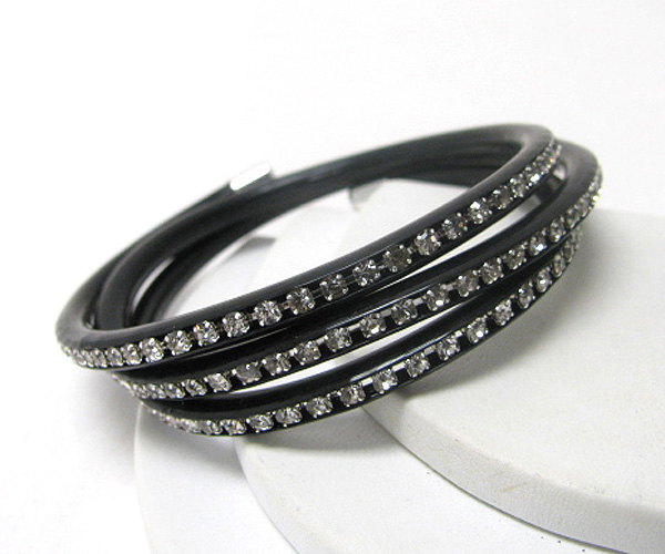 Rhinestone and rubber cord cover wrap bracelet