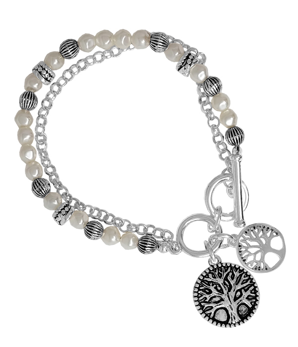 RELIGIOUS INSPIRATION DOUBLE LAYER TOGGLE BRACELET - TREE OF LIFE