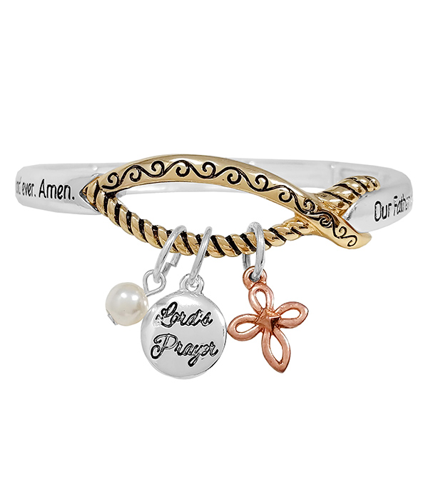 Religious inspiration charm stretch bracelet - lords prayer