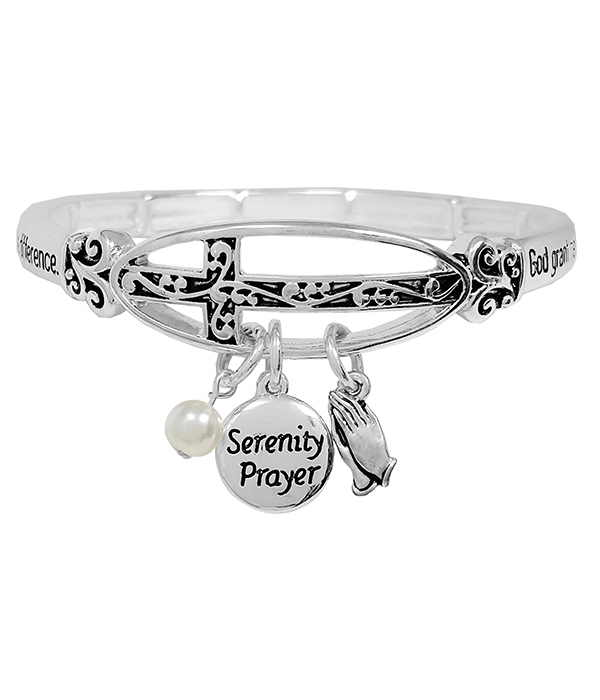 RELIGIOUS INSPIRATION CHARM STRETCH BRACELET - SERENITY PRAYER